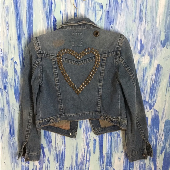 Free People Riveted Heart Jean Jacket Size S - Picture 3 of 6